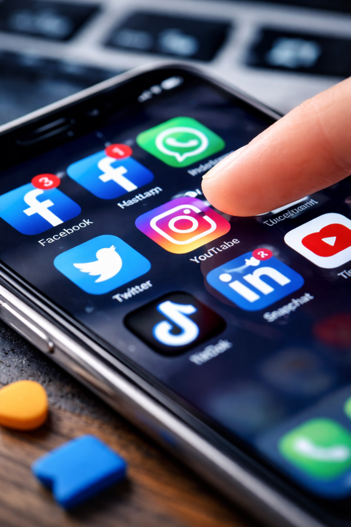 Social media icons illustration